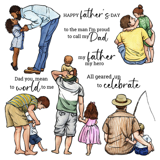 Love Father And Kids Happy Father's Day Cutting Dies And Stamp Set YX1233-S+D
