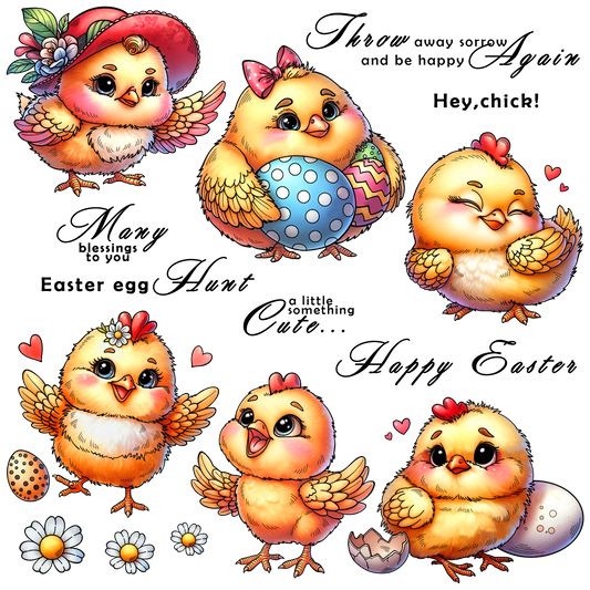 Easter Festival Craft Deco Transparent Rubber Seal Stamps for Photo Card Album Crafting Supplies 3 Sheet clear Stamp + 3 Set Metal Cutting Dies YX2612+YX2613+YX2619 (S+D)