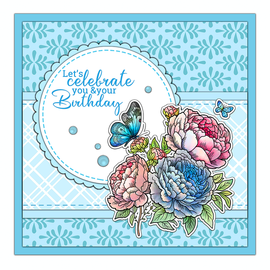 Blooming Flowers In Bottle Clear Stamp YX1334