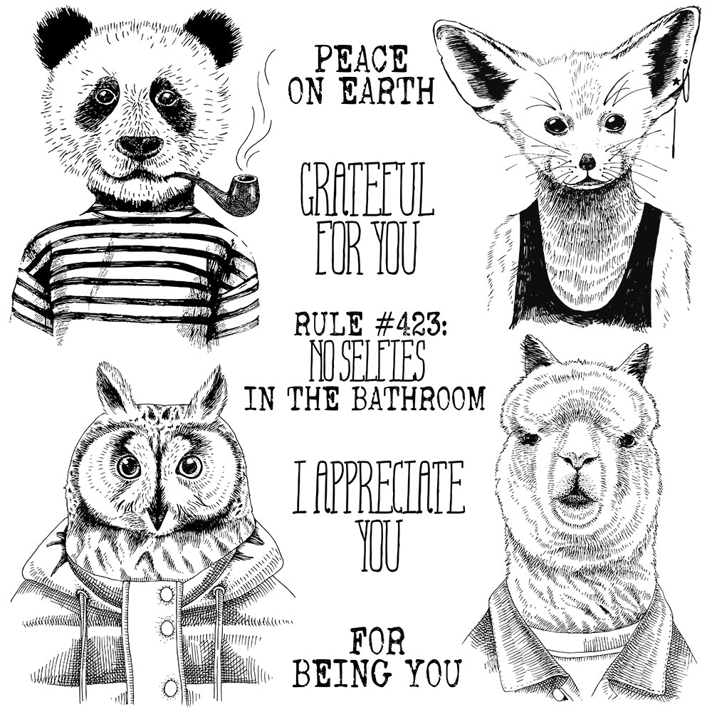 Cute Funny Panda Owl Animals Clear Stamp YX1252