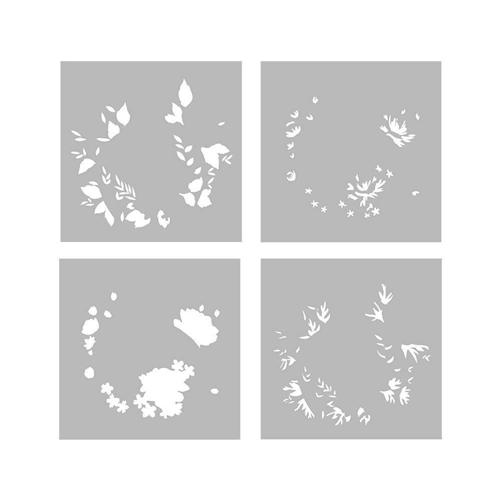 Vintage Perfume Bottle With Floral Decor 4PCS Stencils YX1324-M