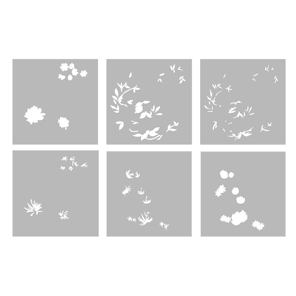 Flowers Floral Moon Light 6PCS Stencils YX1322-M