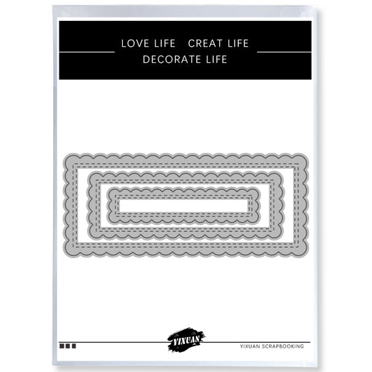 Geometric Floral Border Rectangle Universal Cutting Dies Set YX1297