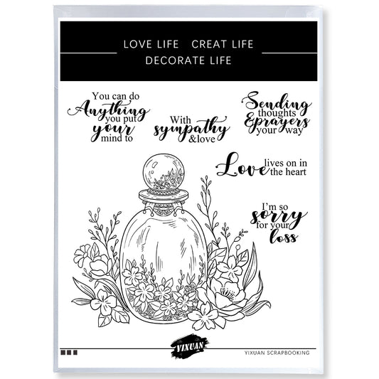 Vintage Perfume Bottle Flowers Floral Clear Stamp YX1326-S