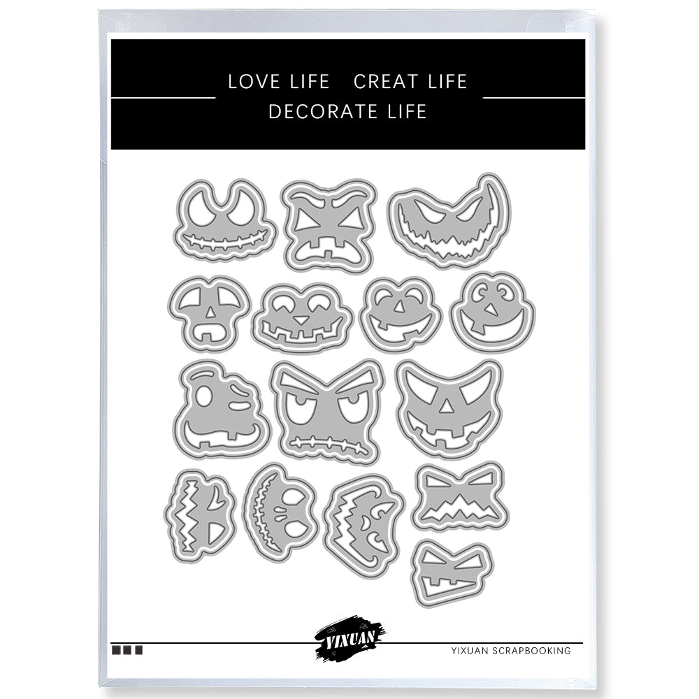 Happy Halloween Ghost Monster Face Large Cutting Dies Set YX1375