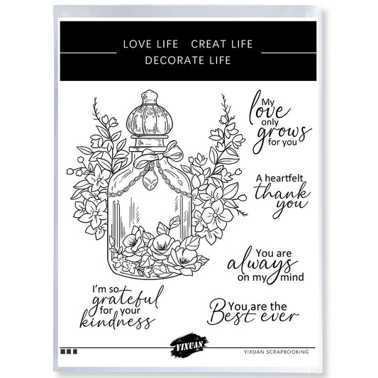 Perfume Bottle Flowers Retro Clear Stamp YX1327-S