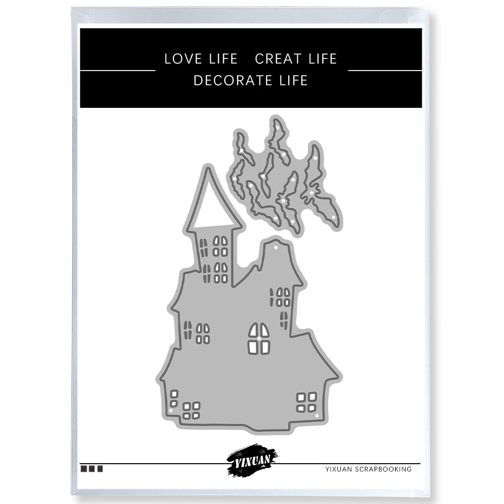 Happy Halloween Gothic Castle And Bat Mini Cutting Dies Set YX1392