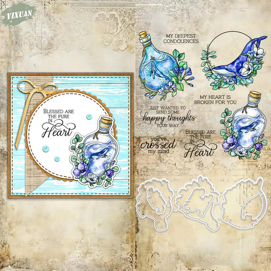 YX1994 S+D Clear Stamps and Metal Cutting Dies Set for DIY Greeting Cards Scrapbooking Crafts Party Decorations Invitations Card Making