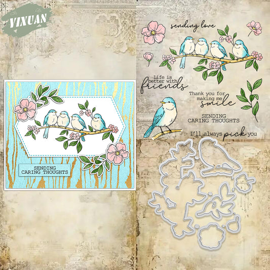 YX1981 S+D Clear Stamps and Metal Cutting Dies Set for DIY Greeting Cards Scrapbooking Crafts Party Decorations Invitations Card Making