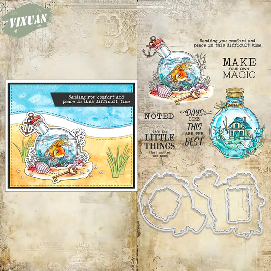 YX1980 S+D Clear Stamps and Metal Cutting Dies Set for DIY Greeting Cards Scrapbooking Crafts Party Decorations Invitations Card Making