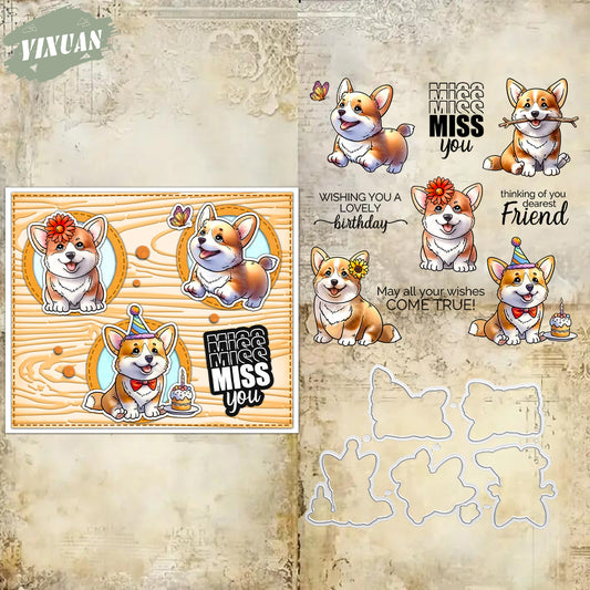 YX1978 S+D Clear Stamps and Metal Cutting Dies Set for DIY Greeting Cards Scrapbooking Crafts Party Decorations Invitations Card Making