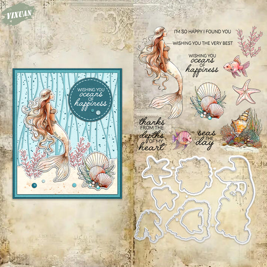 YX1998 S+D Clear Stamps and Metal Cutting Dies Set for DIY Greeting Cards Scrapbooking Crafts Party Decorations Invitations Card Making