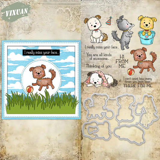 YX1984 S+D Clear Stamps and Metal Cutting Dies Set for DIY Greeting Cards Scrapbooking Crafts Party Decorations Invitations Card Making