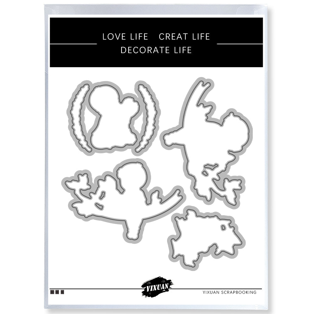 Children and Rabbits Cutting Dies And Stamp Set YX1460-S+D