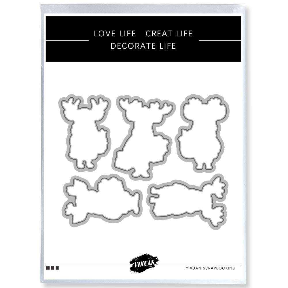 Cute Cartoon Elk Cutting Dies And Stamp Set YX1502-S+D