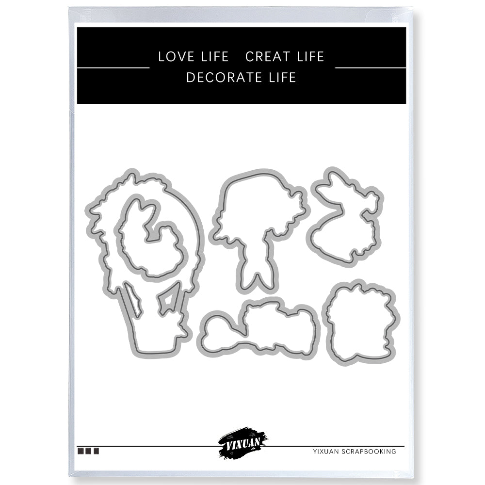 Hot Air Balloon Cartoon Cute Rabbit Cutting Dies And Stamp Set YX1589-S+D
