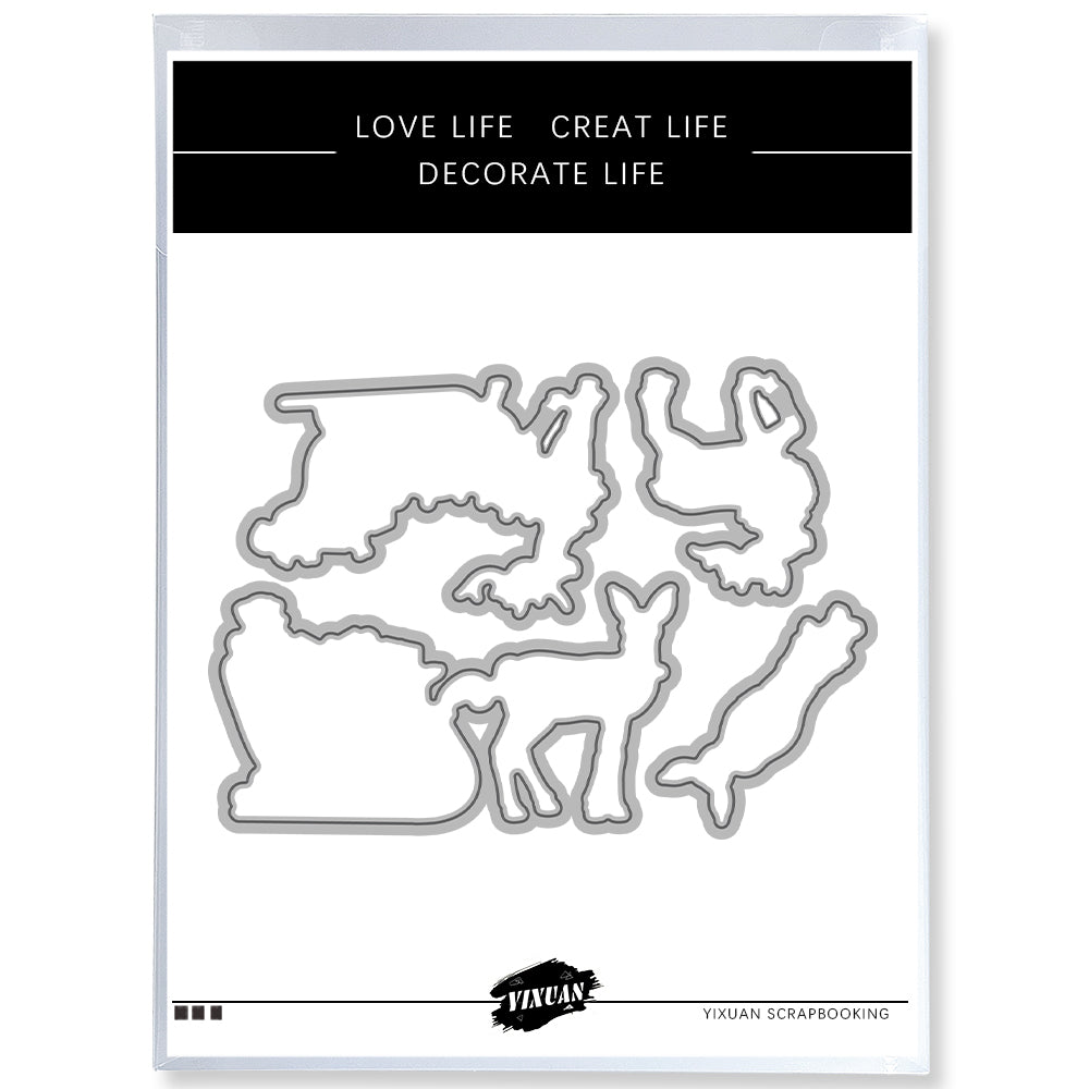 Running Christmas Elk Cutting Dies And Stamp Set YX1577-S+D