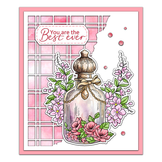 Perfume Bottle Flowers Retro Cutting Dies Set YX1327-D