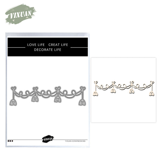 Happy Halloween Ghost Spider Witch Mini Border Cutting Dies Set YX1400-YX1402