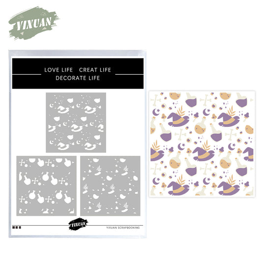 3PCs Halloween Magical Witch Background Stencils For Decor Scrapbooking Card Making YX1354