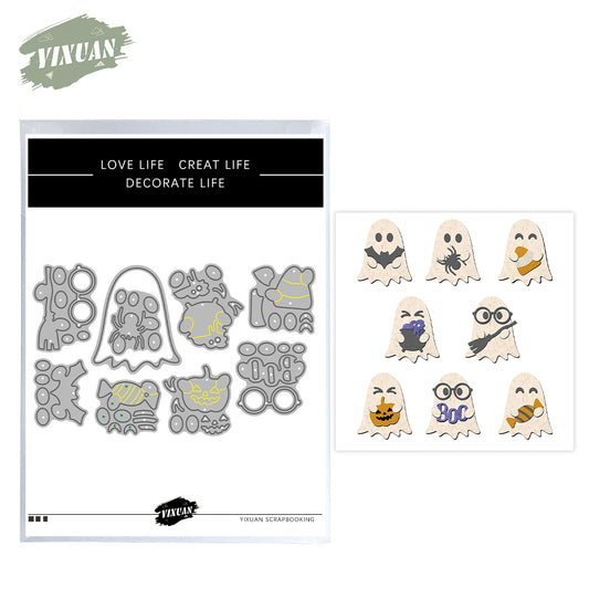 Cute Cartoon Ghosts Happy Halloween Cutting Dies Set YX1391