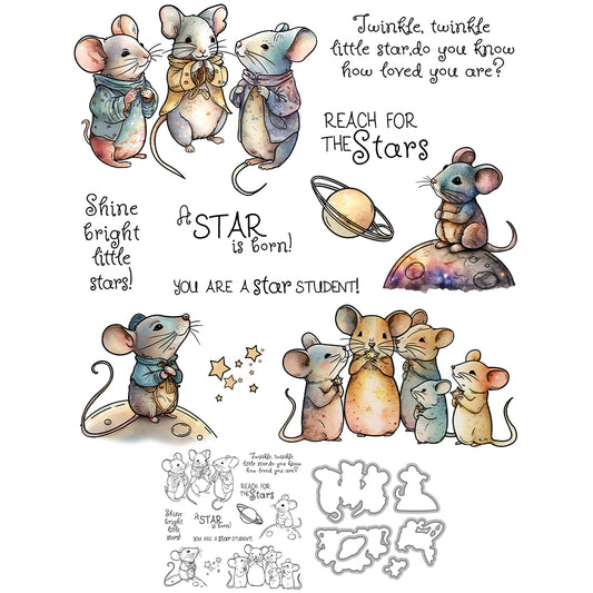 The Mouse Family Cutting Dies And Stamp Set YX1492-S+D