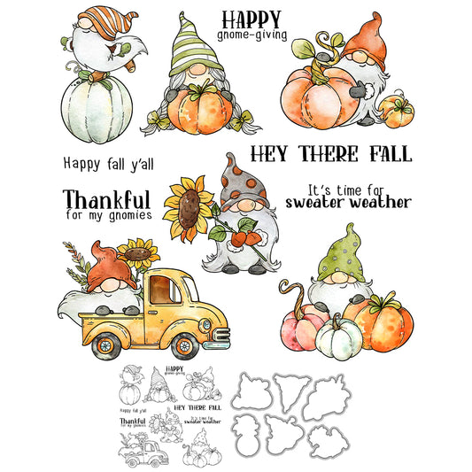 Dwarves and Pumpkins Cutting Dies And Stamp Set YX1458-S+D