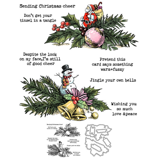 Christmas Branches Cutting Dies And Stamp Set YX1484-S+D