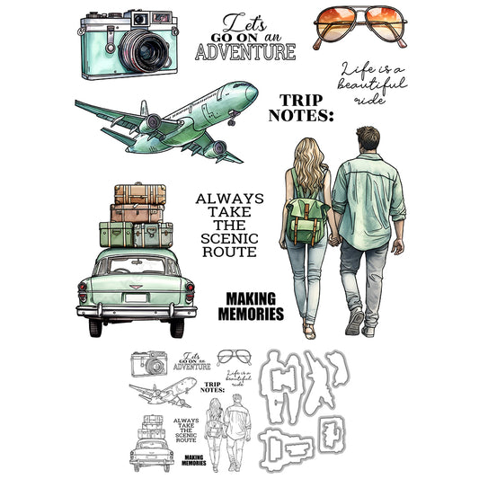 Travel Cutting Dies And Stamp Set YX1443-S+D