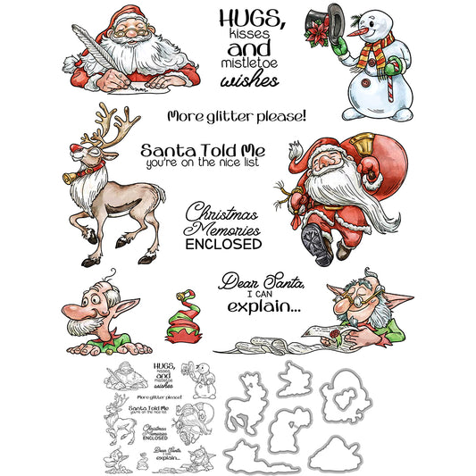 Strange Santa Claus and Old Elves Cutting Dies And Stamp Set YX1551-S+D
