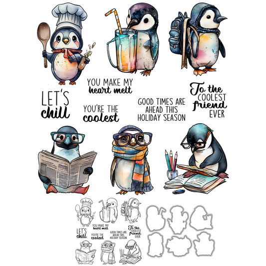 The Almighty Little Penguin Cutting Dies And Stamp Set YX1567-S+D