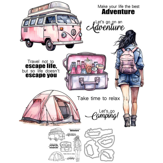Leisure travel time Cutting Dies And Stamp Set YX1436-S+D