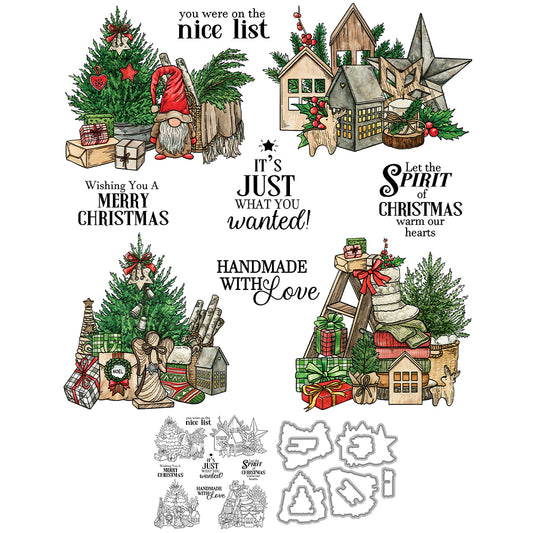 Christmas Decorative Ornaments Cutting Dies And Stamp Set YX1581-S+D