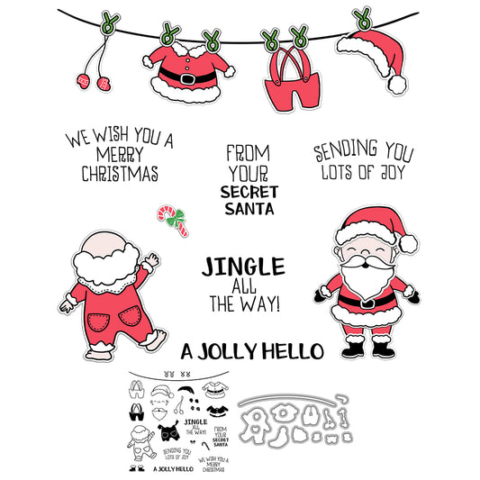 Cute Santa Claus Cutting Dies And Stamp Set YX1482-S+D