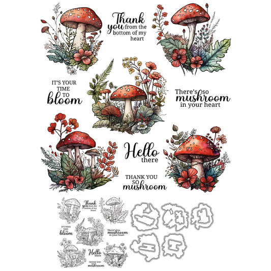 Mushroom Cutting Dies And Stamp Set YX1447-S+D