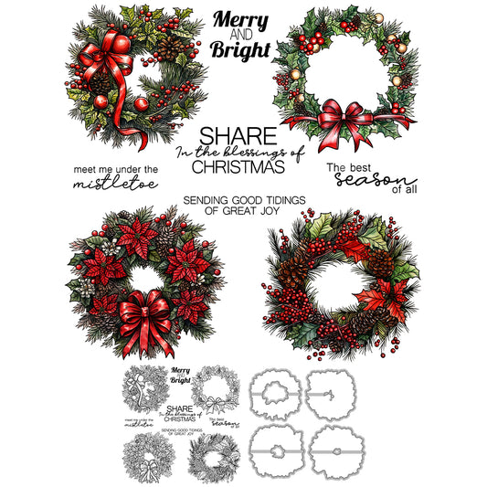 Wreath Cutting Dies And Stamp Set YX1509-S+D