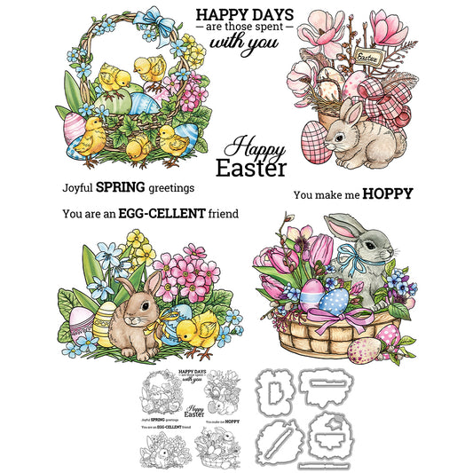 Easter Cute Rabbit Cutting Dies And Stamp Set YX1585-S+D