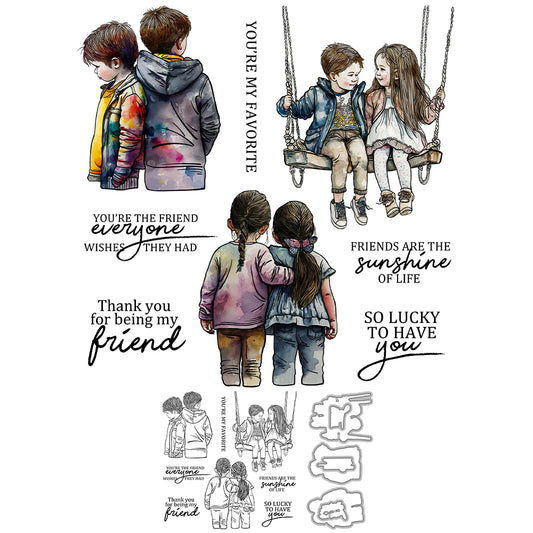 Sincere friendship Cutting Dies And Stamp Set YX1440-S+D