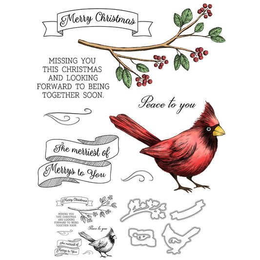 Christmas Bird Design Cutting Dies And Stamp Set YX1511-S+D