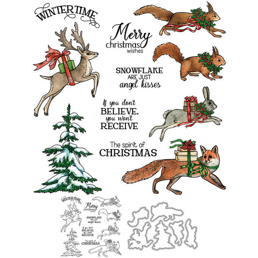 Animals Running in Snow Cutting Dies And Stamp Set YX1549-S+D