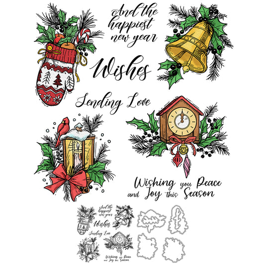 Christmas Elements Cutting Dies And Stamp Set YX1516-S+D