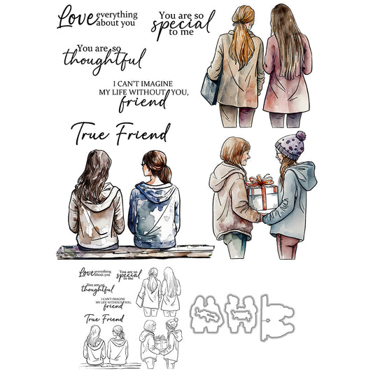 Love Best Girls Great Friendship Cutting Dies And Stamp Set YX1301-S+D