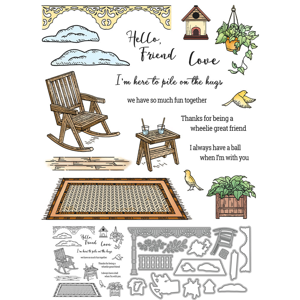 Soft Courtyard Recliner Cutting Dies And Stamp Set YX1220-S+D