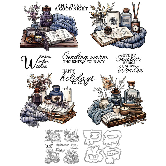 Books and Candles Cutting Dies And Stamp Set YX1515-S+D