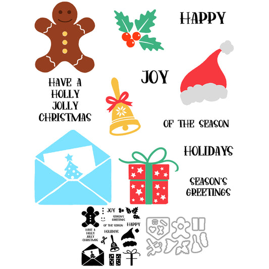 Christmas Elements Cutting Dies And Stamp Set YX1479-S+D