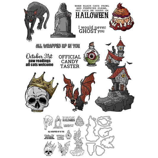 Halloween Decoration Cutting Dies And Stamp Set YX1442-S+D