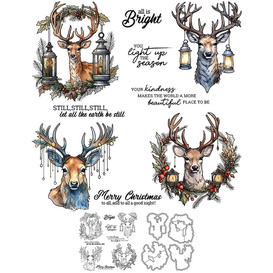Home Decoration Deer Head Cutting Dies And Stamp Set YX1580-S+D
