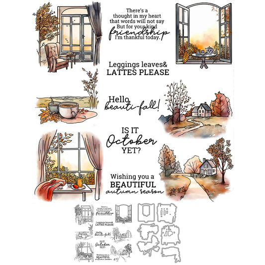 Hometown Courtyard Cutting Dies And Stamp Set YX1451-S+D