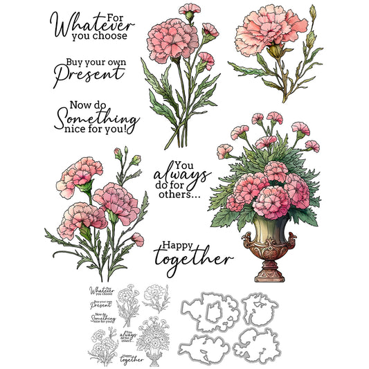 Beautiful Flower Floral Retro Cutting Dies And Stamp Set YX1387-S+D