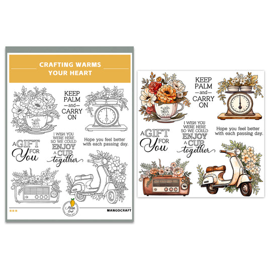 YX1989 S+D Clear Stamps and Metal Cutting Dies Set for DIY Greeting Cards Scrapbooking Crafts Party Decorations Invitations Card Making